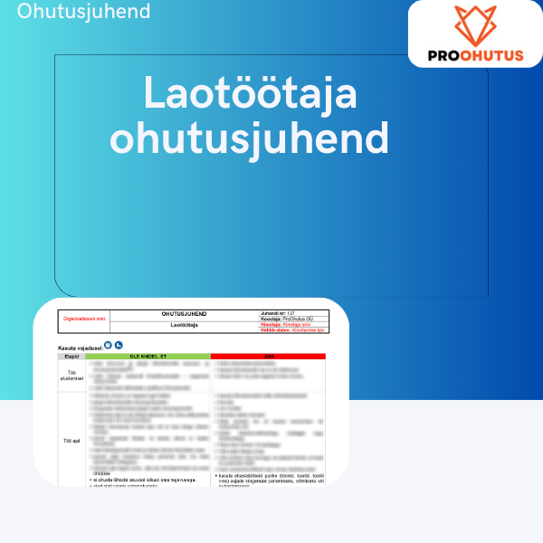 Laotöötaja ohutusjuhendi näidis