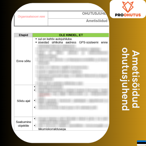 012 Ametisõitude ohutusjuhend 2 Ametisõitude ohutusjuhend näidis