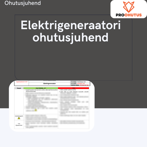 Elektrigeneraatori ohutusjuhend