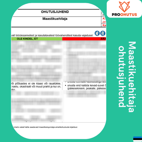 129 Maastikuehitaja ohutusjuhend 2 Maastikuehitaja ohutusjuhend eestikeelne