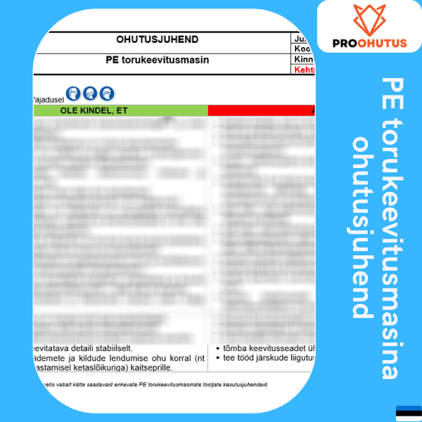 385 PE torukeevitusmasina ohutusjuhend 2 PE torukeevitusmasina ohutusjuhend