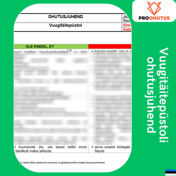 386 Vuugitäitepüstoli ohutusjuhend 2 Vuugitäitepüstoli ohutusjuhend eestikeelne