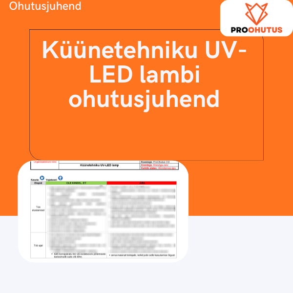 Küünetehniku UV-LED lambi ohutusjuhend